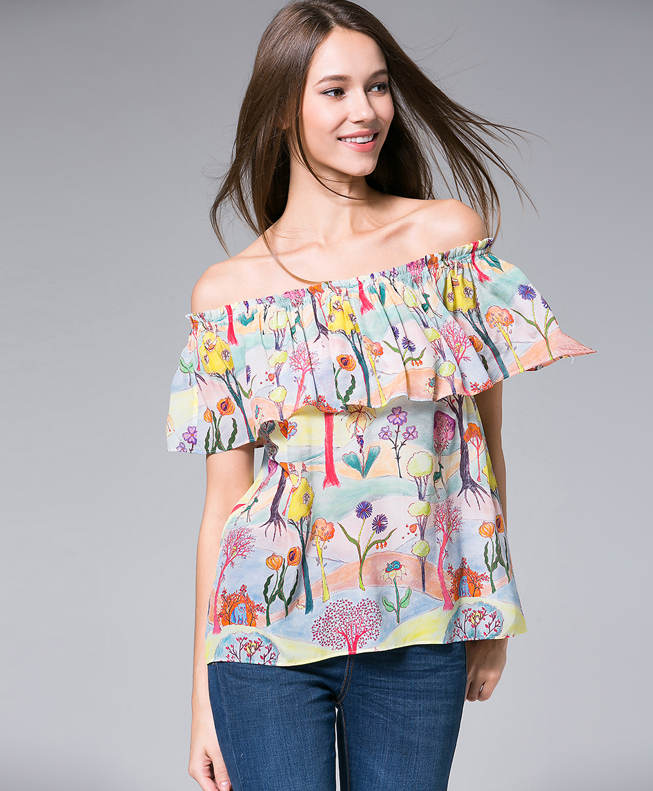 Tops - Flowers Printed silk crepe top